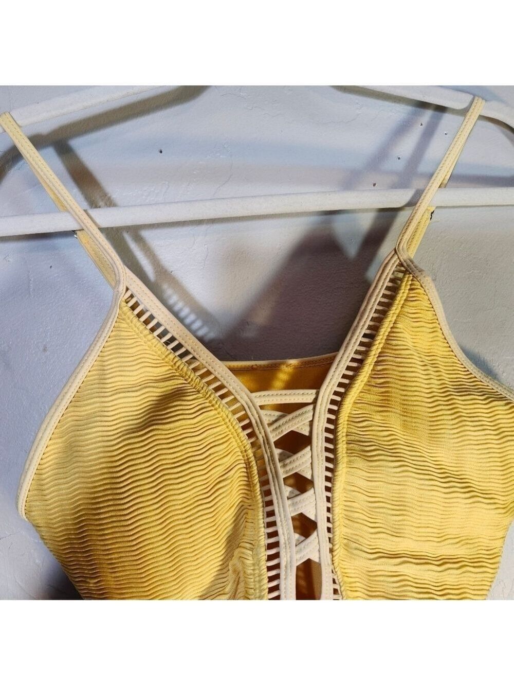 Nicole Miller Yellow One Piece Swimsuit Sz 10 - Picture 4 of 8